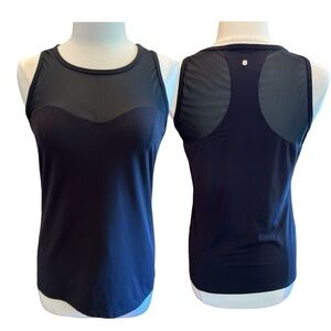 Black Athleisure Top Mesh Detailing Bodice Razorback Size Medium​​​​​​​